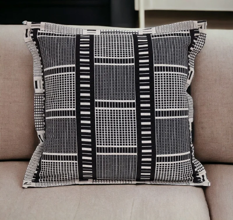 Black And White Abstract Stripes Throw Pillow