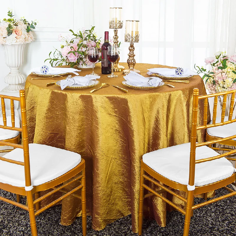 120" Seamless Round Crushed Taffeta Tablecloth - Gold (1pc)