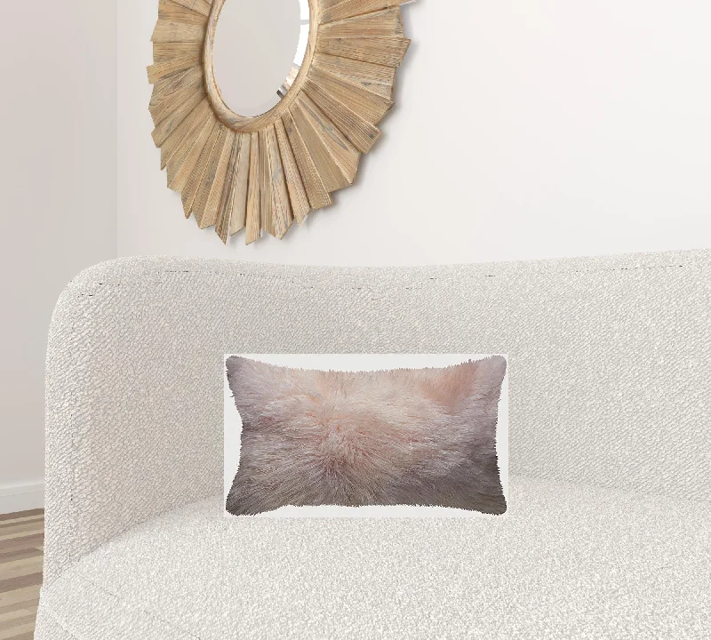 Blush Natural Sheepskin Lumbar Pillow