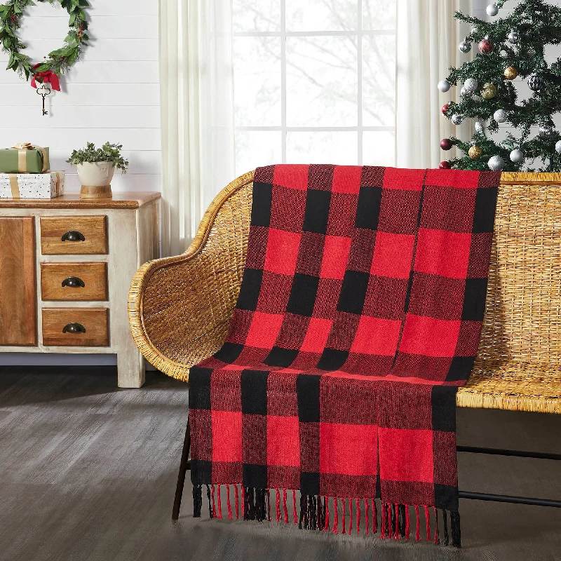 Harper Red Black Buffalo Check Woven Throw 50"x60" VHC Brands