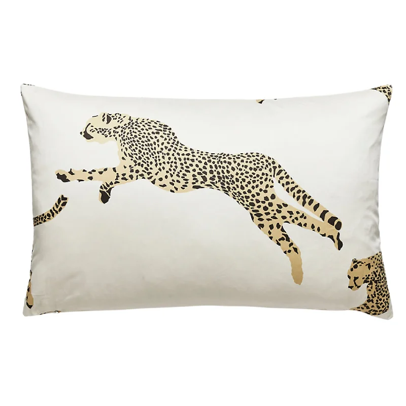 Ivory Leaping Cheetah Decorative Lumbar Pillow