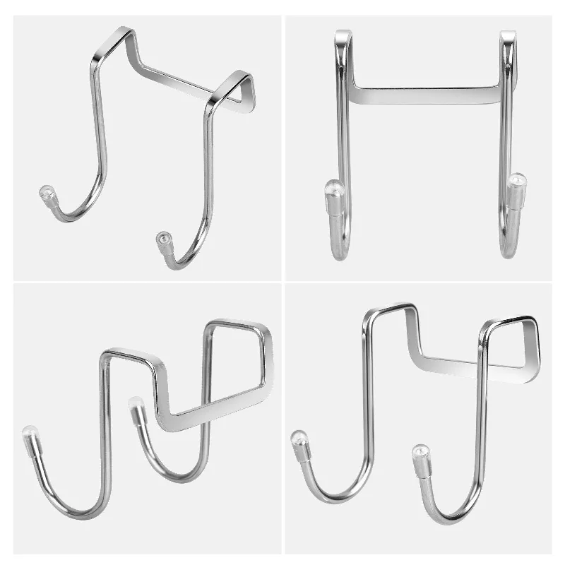 4-Piece Over-the-Door Hooks for Coat Hat Bag Storage - Silver