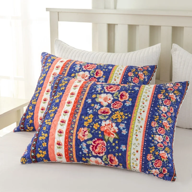 Greenland Home Fashions Taylor Country Floral Reversible Pillow Shams (Set of 2)