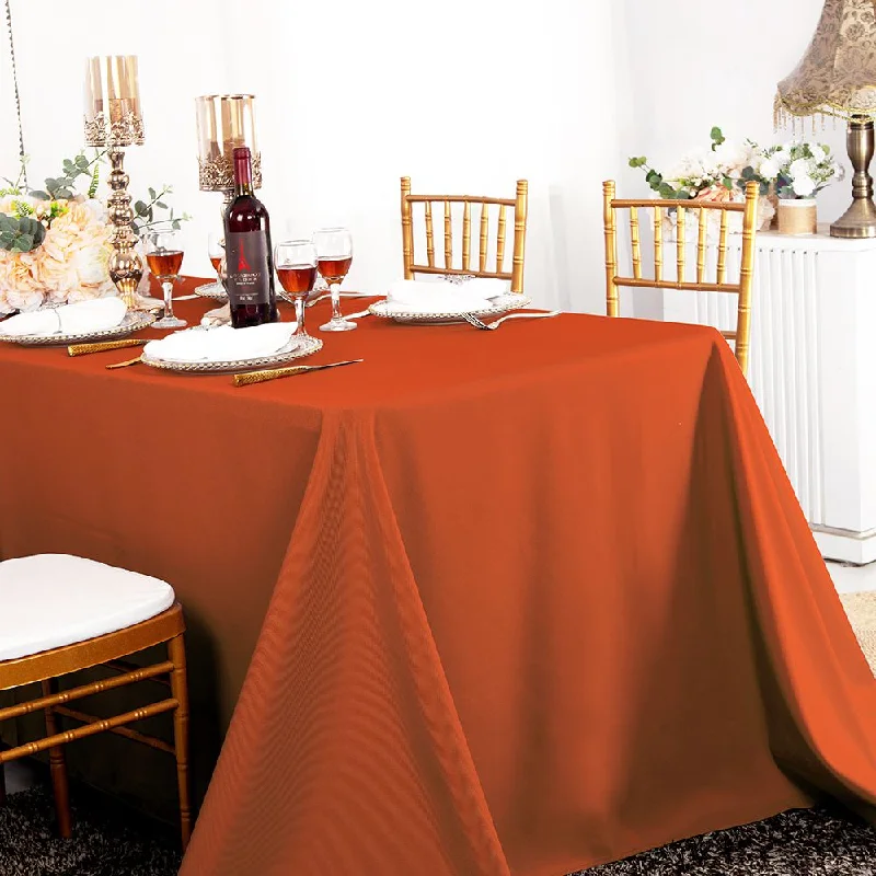 90"x156" Seamless Rectangular Polyester (220 GSM) Tablecloth - Rust/Burnt Orange (1pc)