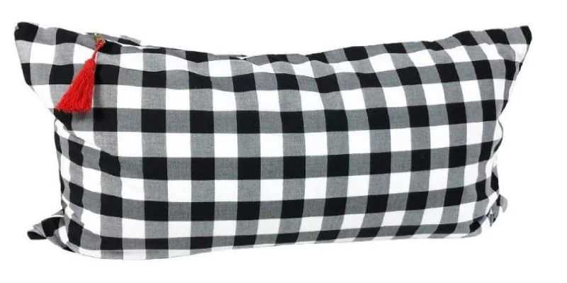 14" x 26" Lumbar Cover in Black Buffalo Check