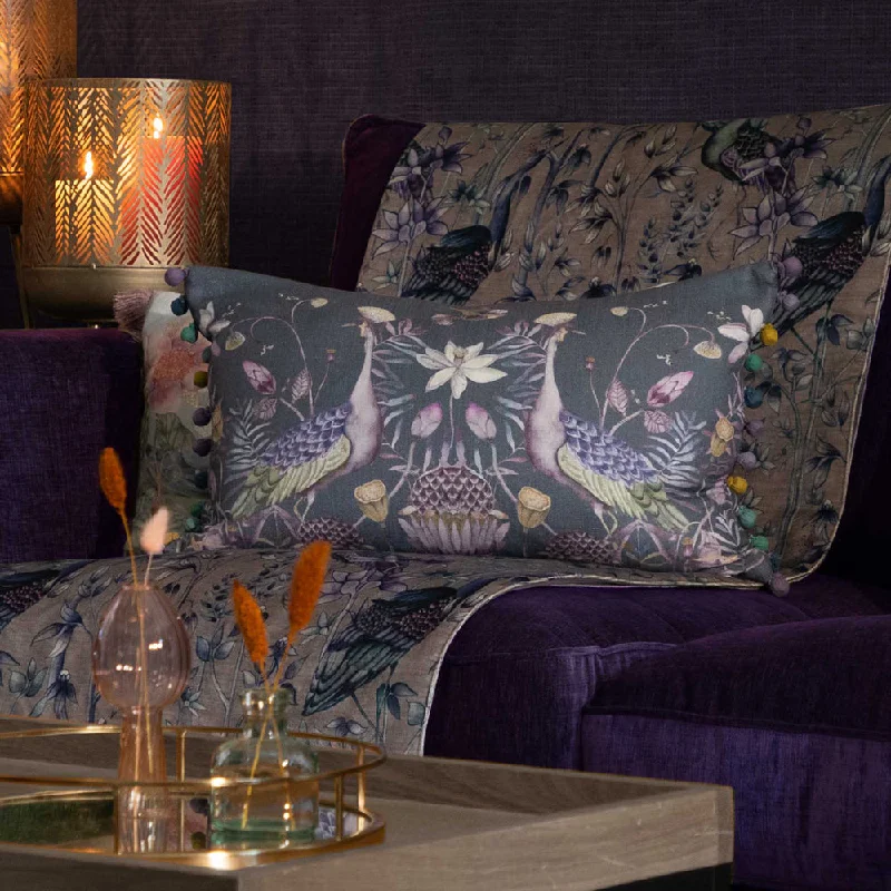 Bennu Printed Feather Cushion Amethyst