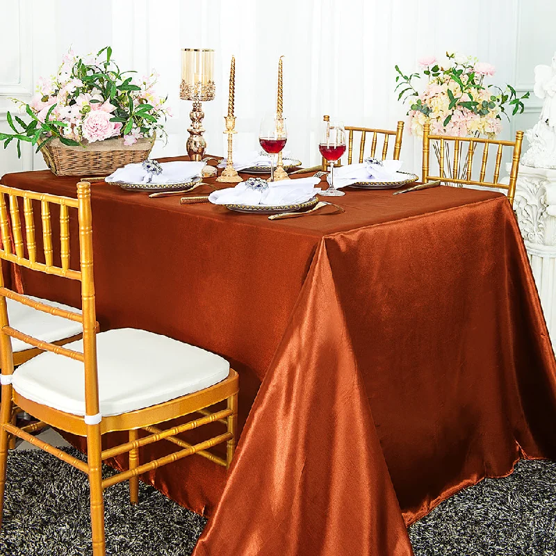 72"x120" Seamless Rectangular Satin Tablecloth - Rust/Burnt Orange (1pc)