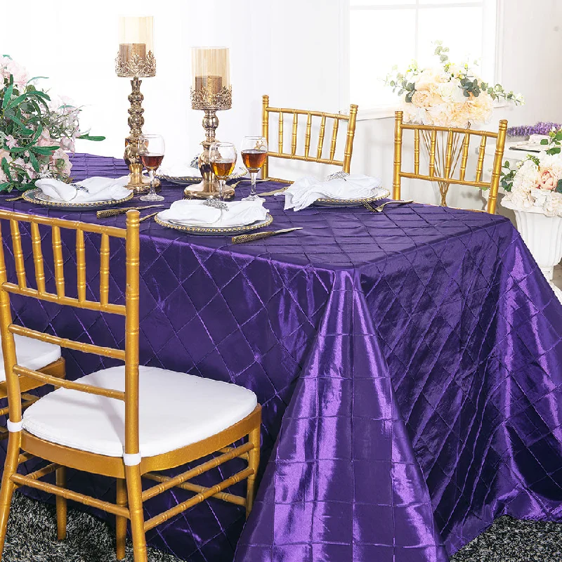 90"x132" Seamless Rectangular Pintuck Taffeta Tablecloth - Regency Purple (1pc)