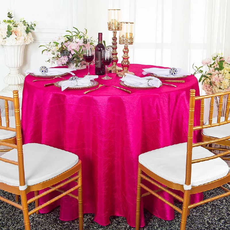 120" Seamless Round Crushed Taffeta Tablecloth - Fuchsia (1pc)