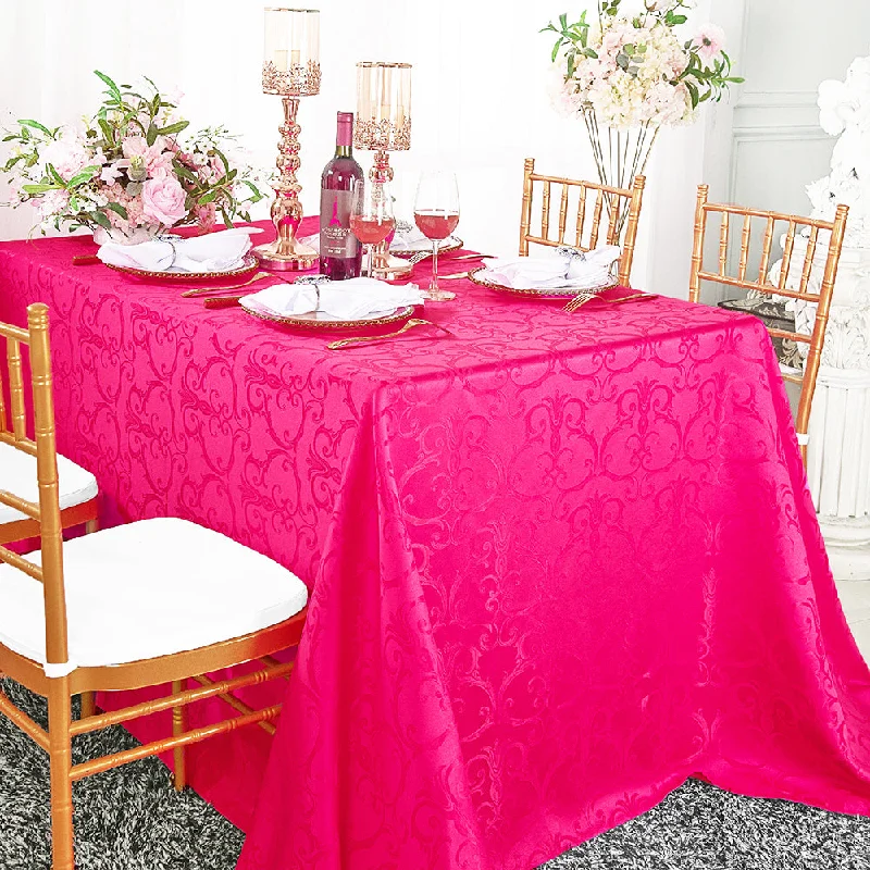 72"x120" Seamless Rectangular Versailles Chopin Damask Jacquard Polyester (220 GSM) Tablecloth - Fuchsia (1pc)