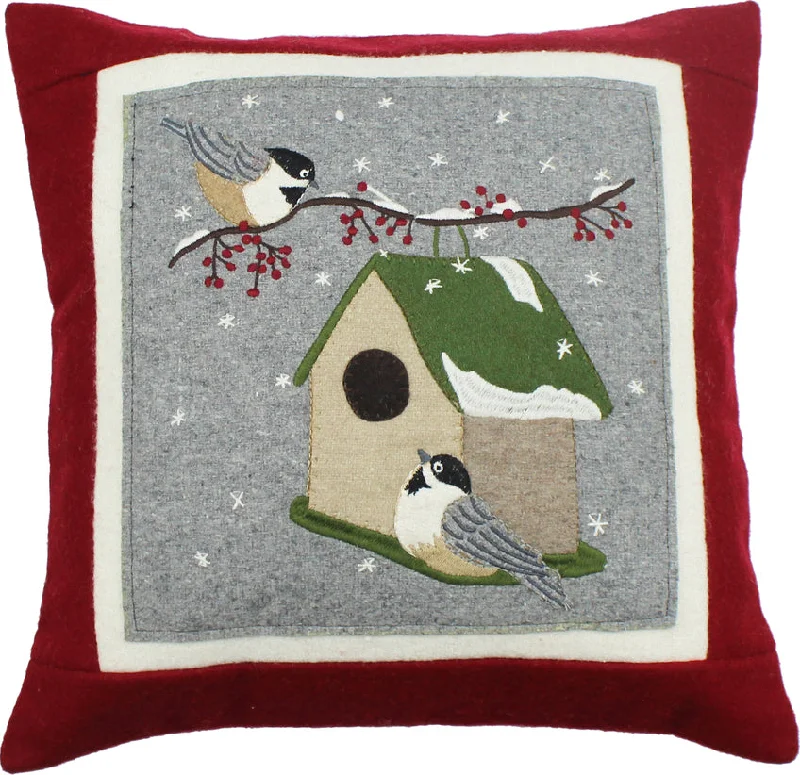 Chickadees Red Pillow PLGD2085