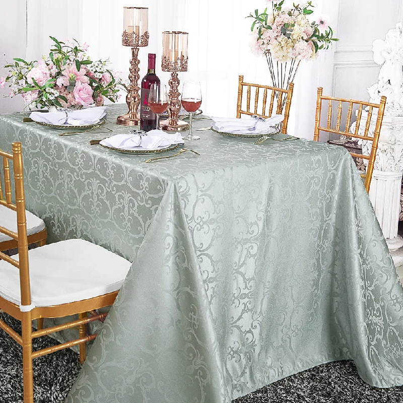 72"x120" Seamless Rectangular Versailles Chopin Damask Jacquard Polyester (220 GSM) Tablecloth - Silver (1pc)