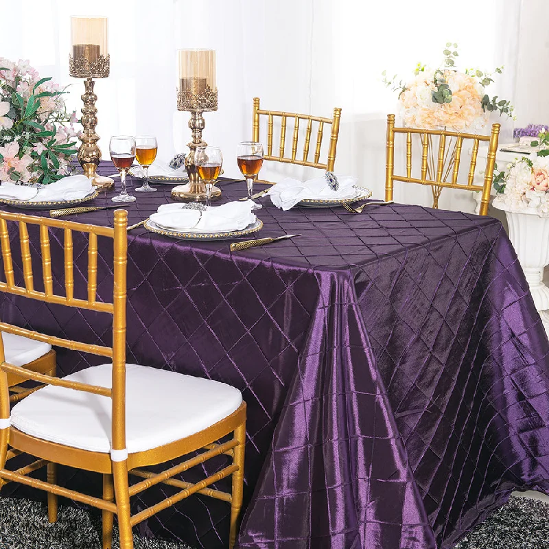 90"x156" Seamless Rectangular Pintuck Taffeta Tablecloth - Eggplant (1pc)