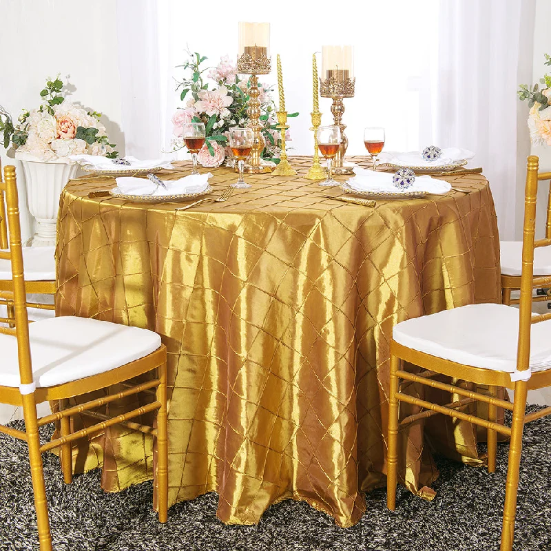 132" Round Pintuck Taffeta Tablecloth - Gold (1pc)