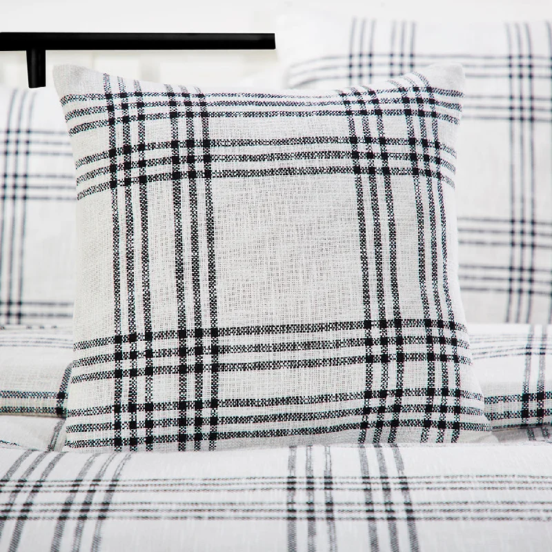 Black Plaid Farmhouse Pillow 80297