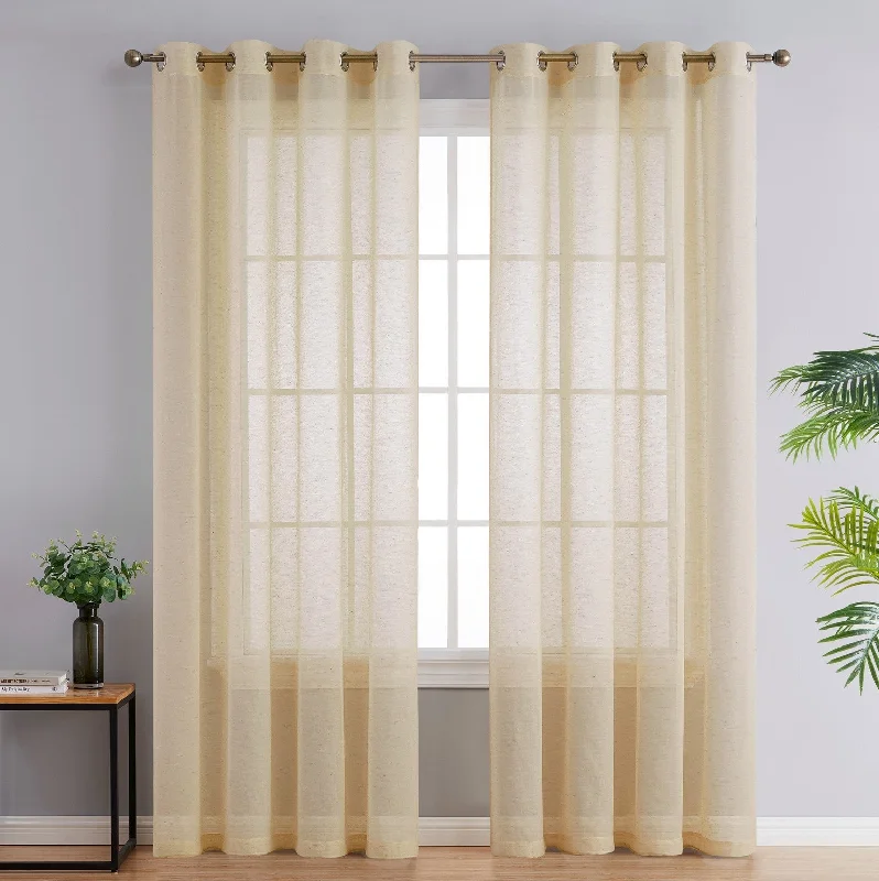 Sierra Linen Sheer Grommet Curtain Panels