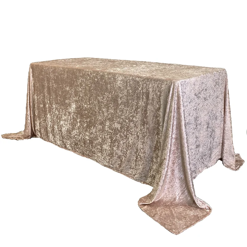 90 x 132 Inch Rectangular Crushed Velvet Tablecloth Champagne