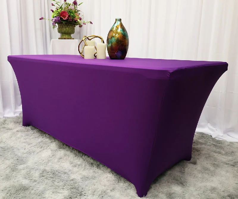 8 Ft Rectangular Spandex (220 GSM) Table Cover - Purple (1pc)