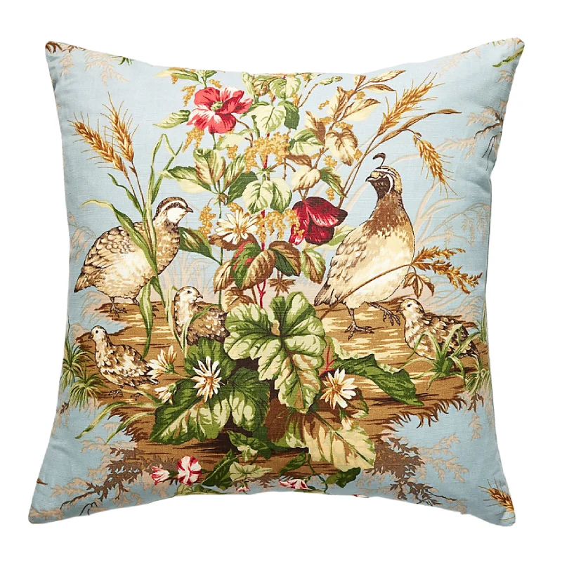 Edwin's Covey London Blue Birds & Foliage Pillow