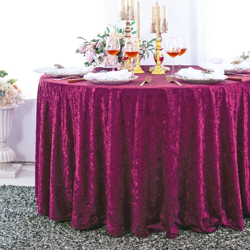 120" Round Ice Crushed Velvet (200 GSM) Tablecloth - Magenta/Azalea (1pc)