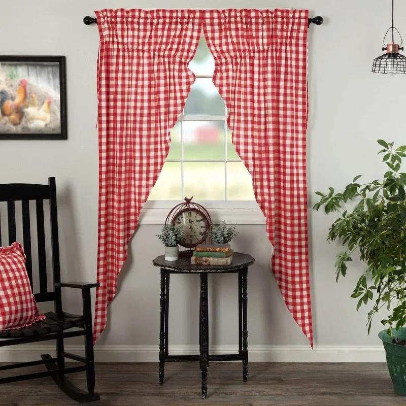 Annie Buffalo Red Check Prairie Long Panel Curtain Set of 2