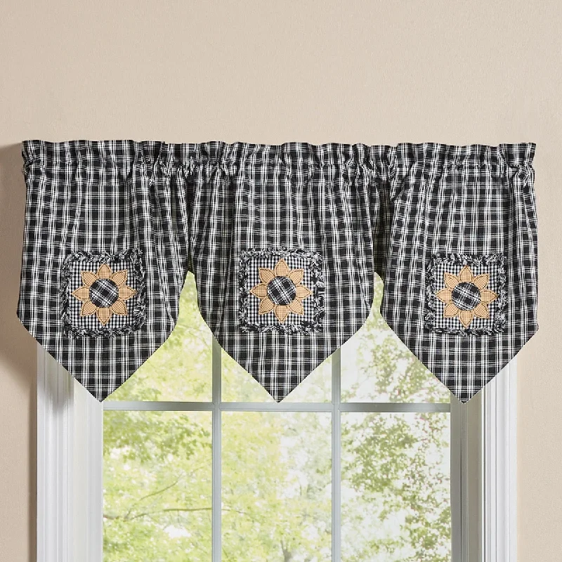 Stafford Sunflower Lined Triple Point Valance 20"L - Black And Cream - Park Designs