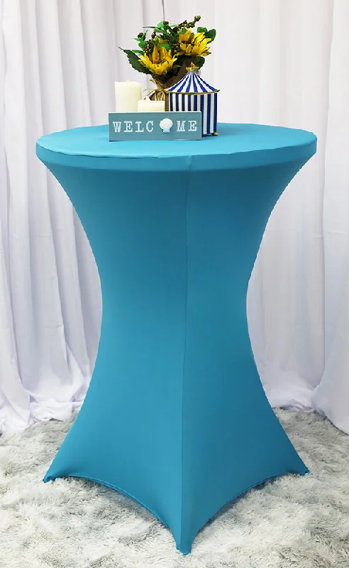 36"x42" Cocktail Spandex (220 GSM) Table Cover - Turquoise (1pc)