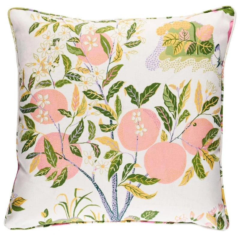 Pink Citrus Garden Indoor-Outdoor Square Throw Pillow