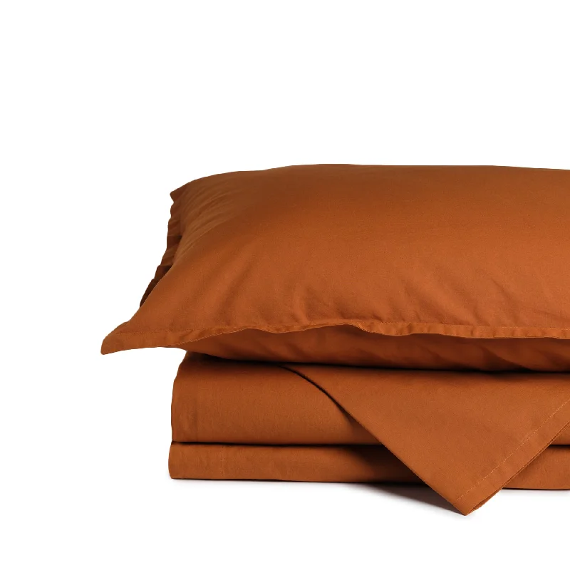 Percale Cotton Sheet Set in Coccio Brown