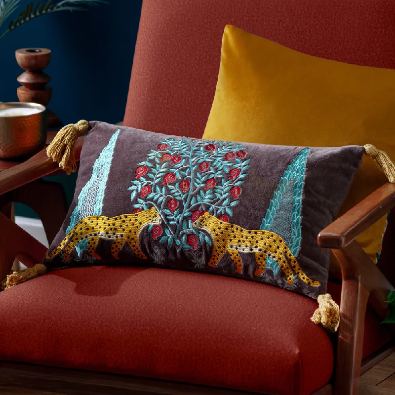 Aritra Embroidered Velvet Cushion Multicolour