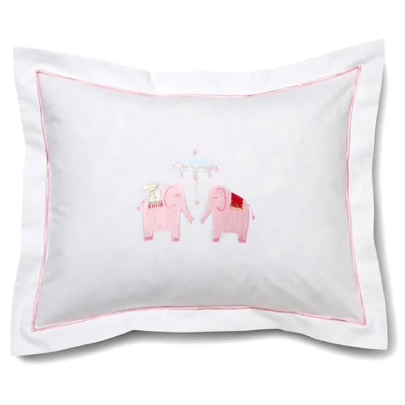 Baby Boudoir Pillow Cover in Umbrella Elephants Pink