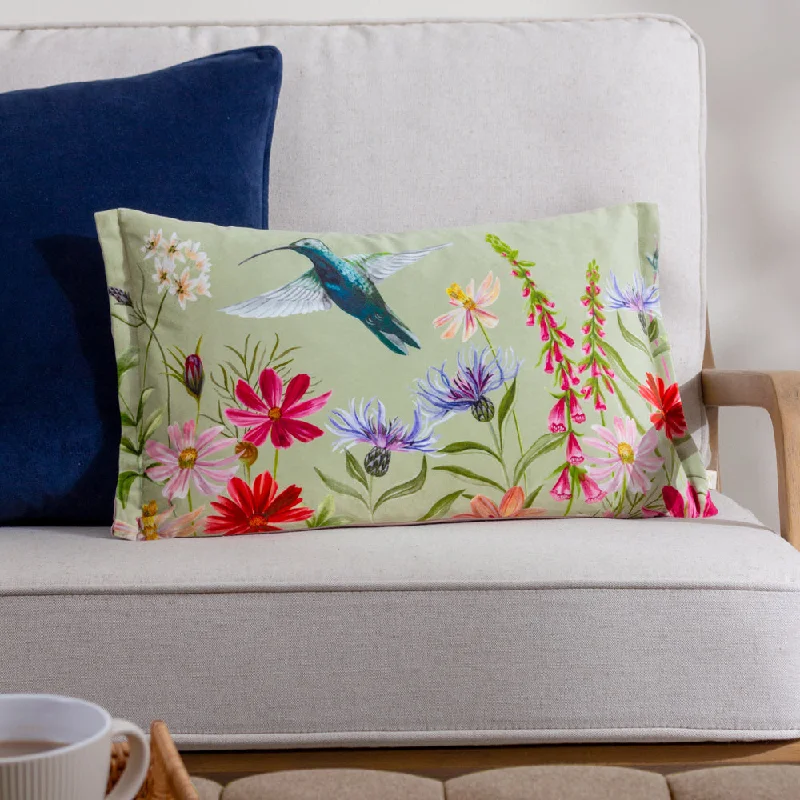 Nectar Garden Hummingbird Velvet Cushion Multicolour