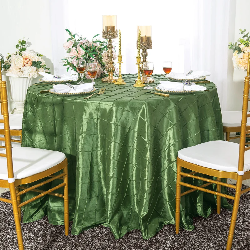 120" Seamless Round Pintuck Taffeta Tablecloth - Clover Green (1pc)