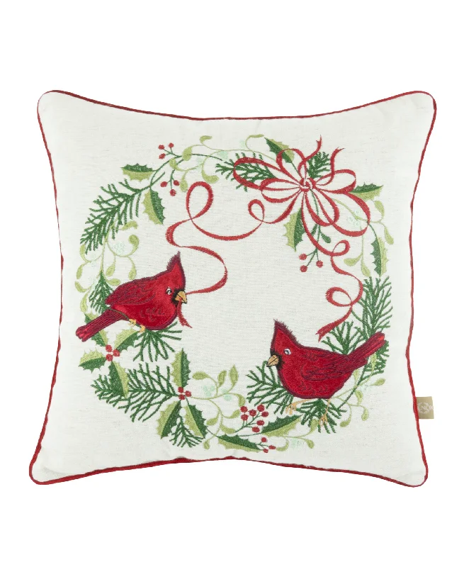 Winter Greetings Wreath 18x18 Throw Pillow