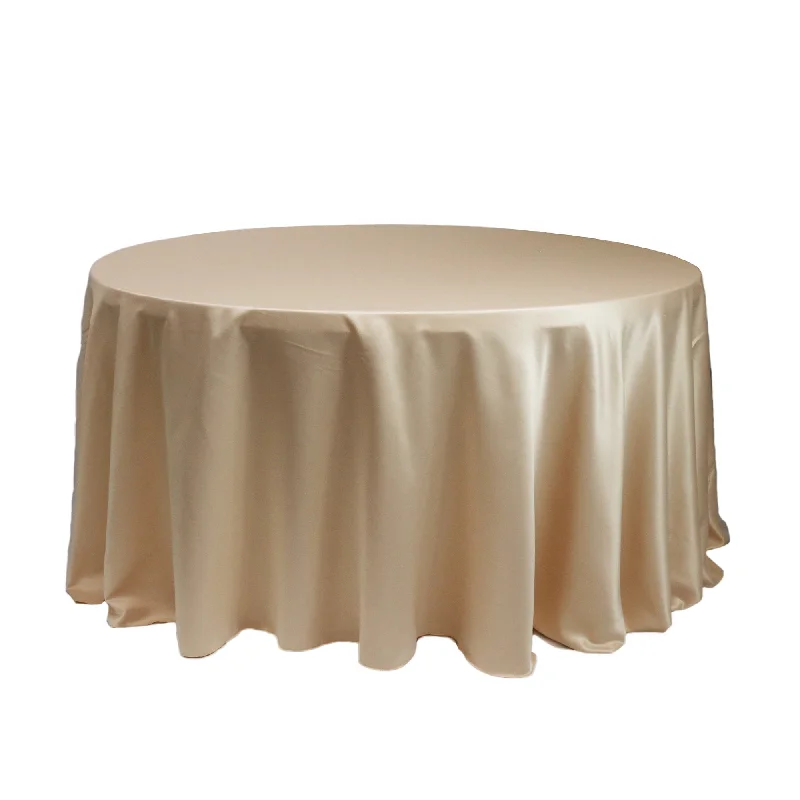 120 inch L'amour Satin Round Tablecloth Champagne