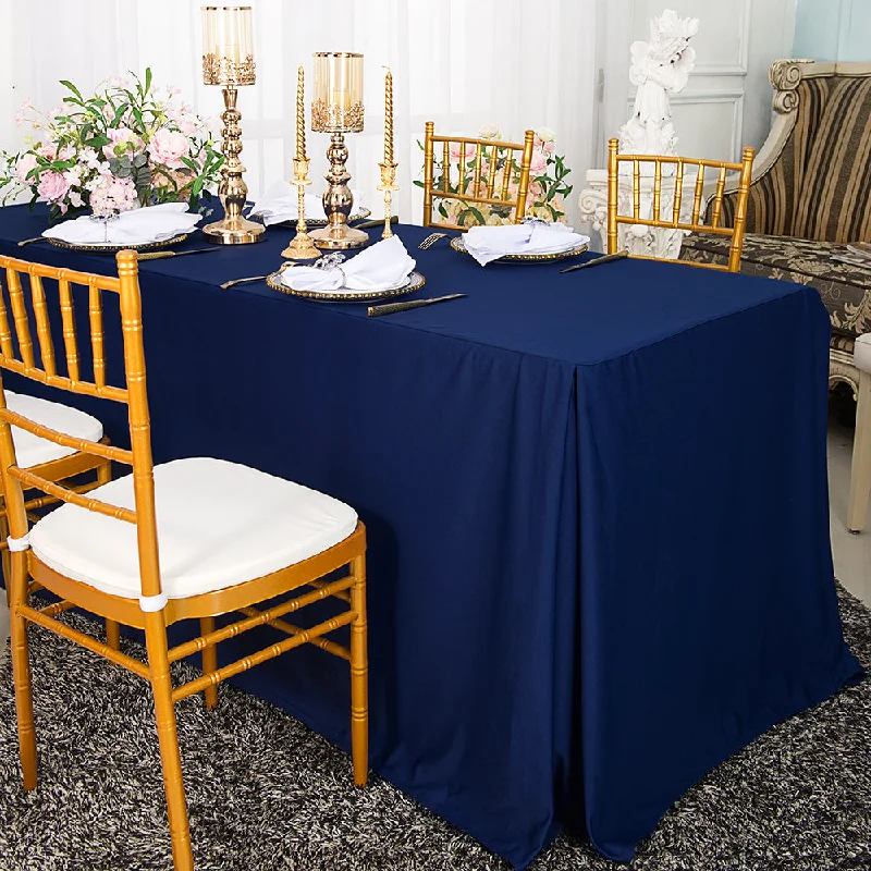 6 Ft Rectangular Scuba (Wrinkle-Free) (240 GSM) Fitted Table Cover - Navy Blue (1pc)