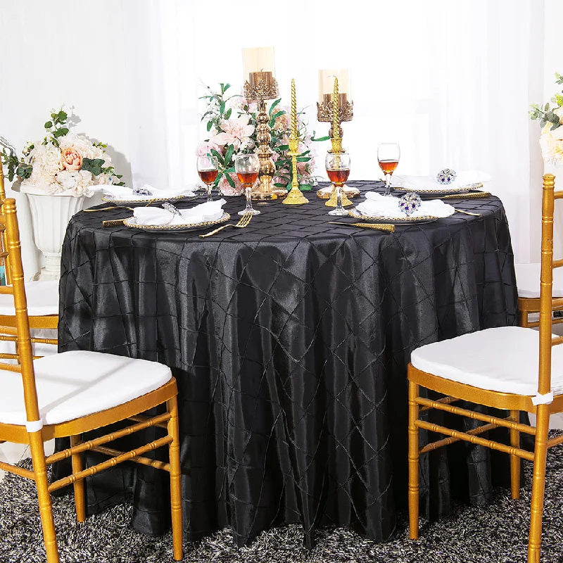 120" Seamless Round Pintuck Taffeta Tablecloth - Black (1pc)