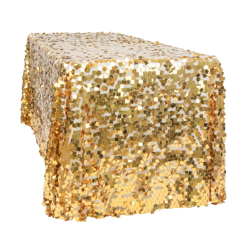 Square Payette Sequin Tablecloth 90"x156" Rectangular - Gold