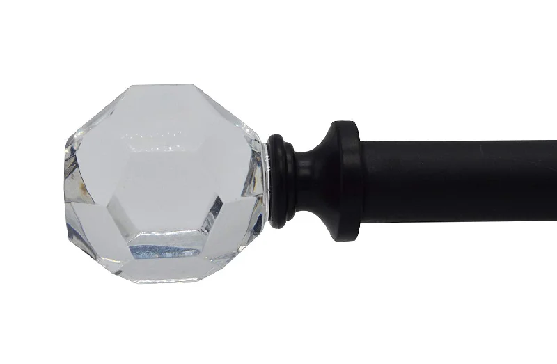 Decorative Cut Crystal Curtain Rod, 5/8-inch diameter, Black