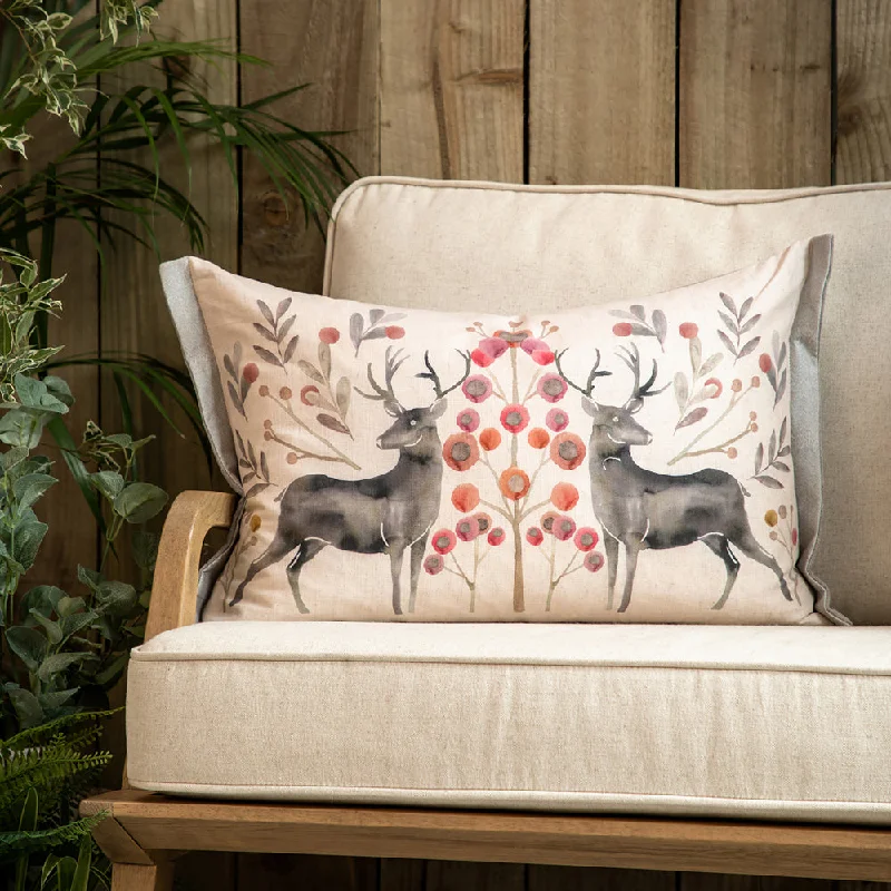 Edo Printed Feather Cushion Mulberry