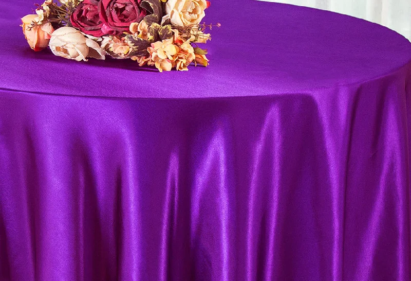 132" Round Heavy Duty Satin Tablecloth - Purple (1pc)