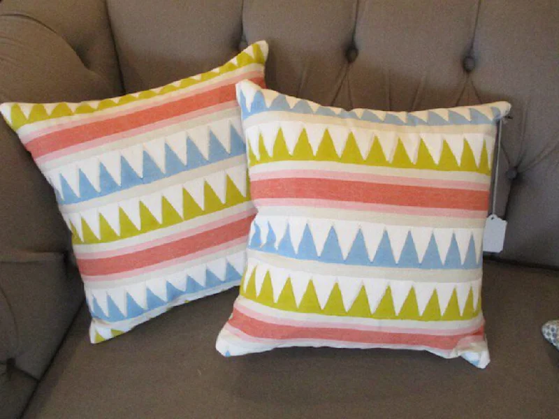 Pair Of Custom Pillows In Thibaut Lamita Fabric