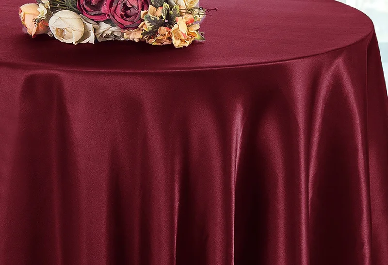 120" Seamless Round Satin Tablecloth - Burgundy (1pc)