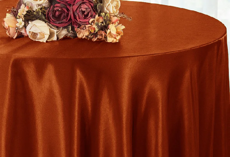 90" Seamless Round Satin Tablecloth - Rust/Burnt Orange (1pc)