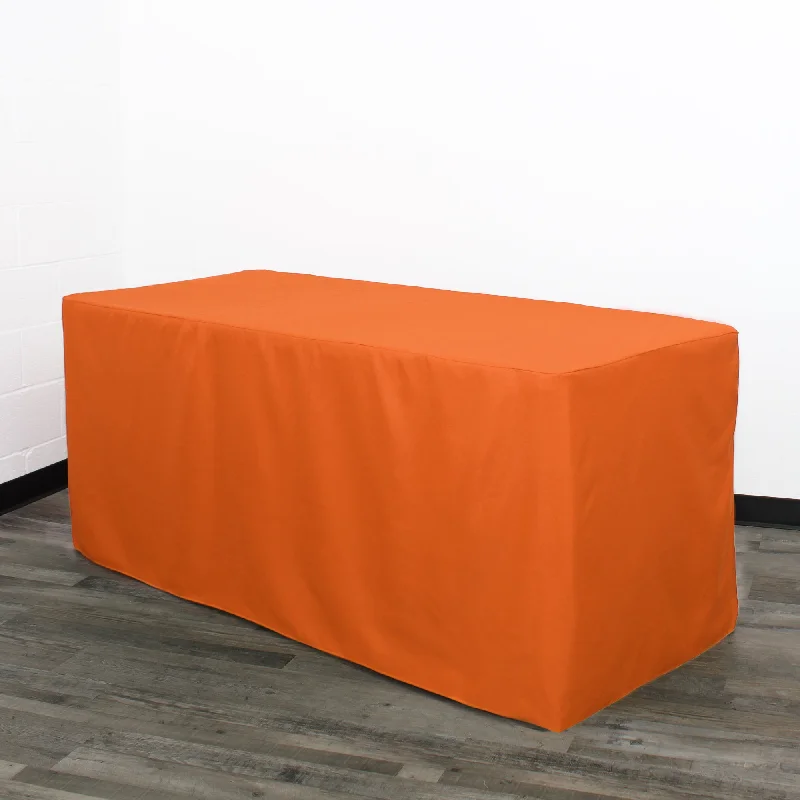 6 ft. Fitted Polyester Tablecloth Rectangular Orange