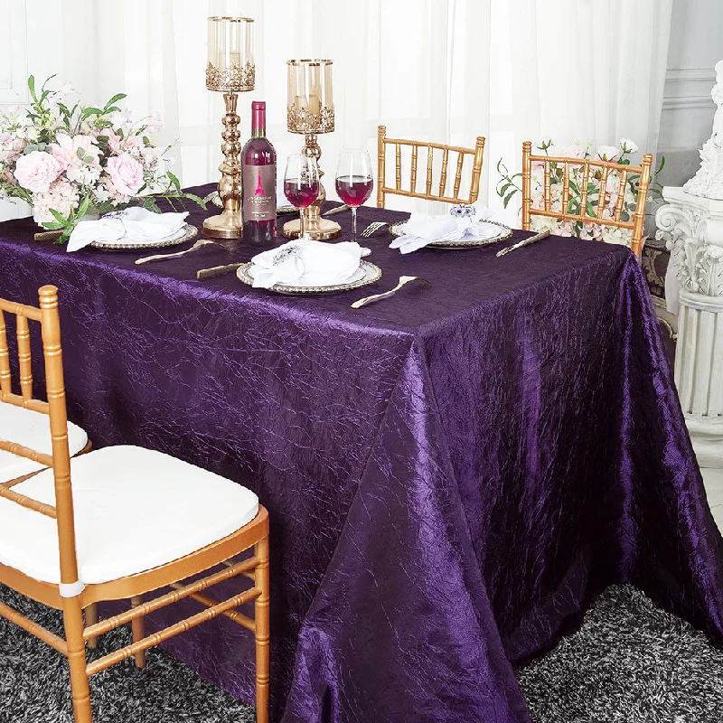 90"x132" Seamless Rectangular Crushed Taffeta Tablecloth - Eggplant (1pc)