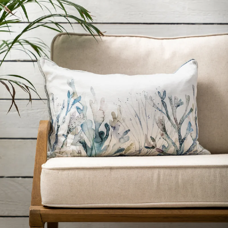 Coral Reef Printed Feather Cushion Slate