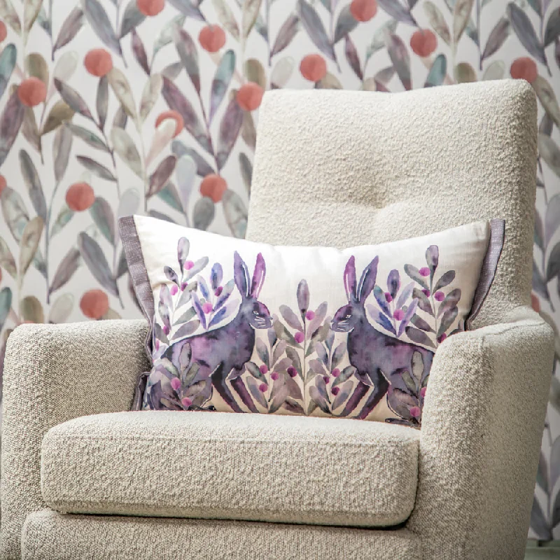 Kensuri Printed Feather Cushion Violet