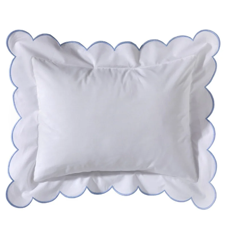 Boudoir Pillow Cover with Scalloped Flange in Duck Egg Blue