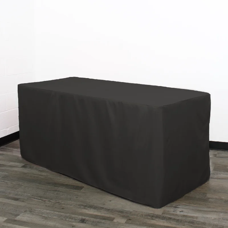 6 ft Rectangular Fitted Polyester Tablecloth Black